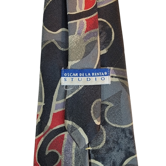 Oscar De La Renta Studio Anstract Print Vintage Made in USA Tie - Picture 9 of 12